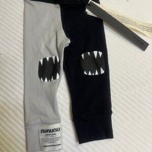 Nununu Black and Gray Leggings with White Graphic BNWT